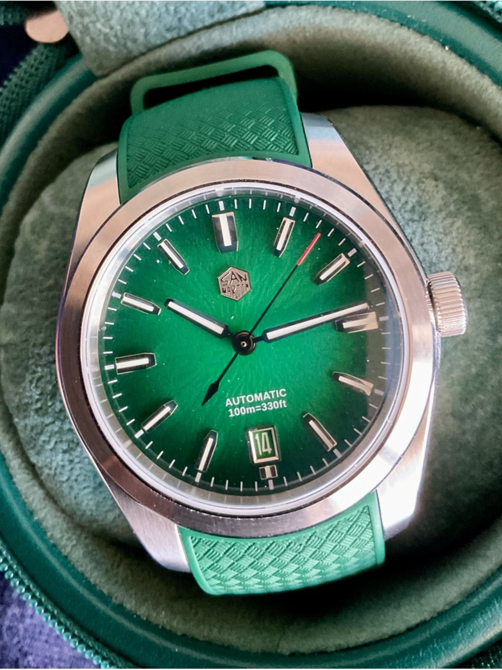 New w Box Gradient Green San Martin JianZhan Automatic Watch